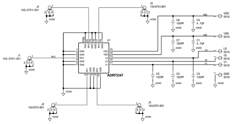 Schaltplan - Analog Devices Inc. EVAL-ADRF5347 Evaluierungsboard